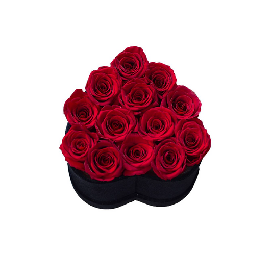 12 Rose in heart shaped box